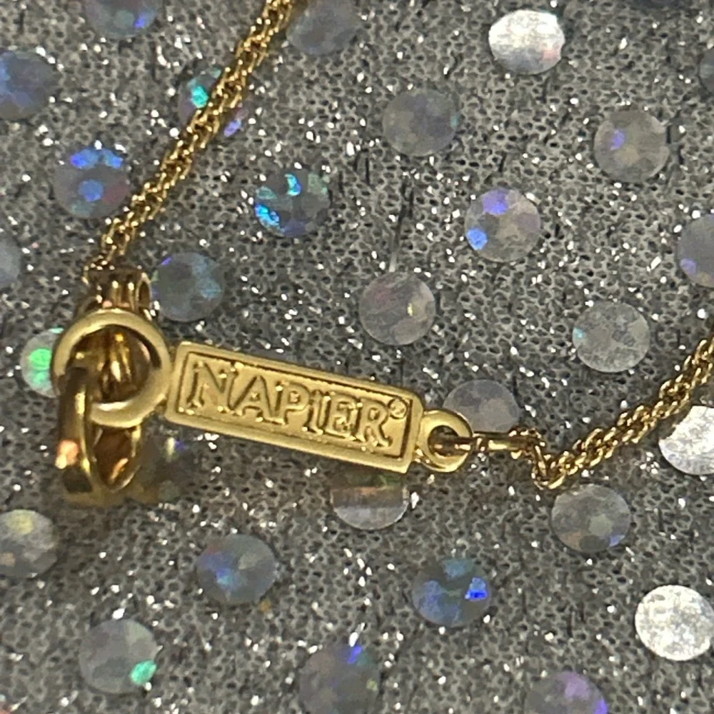 NAPIER Gold and White CLOCK NECKLACE